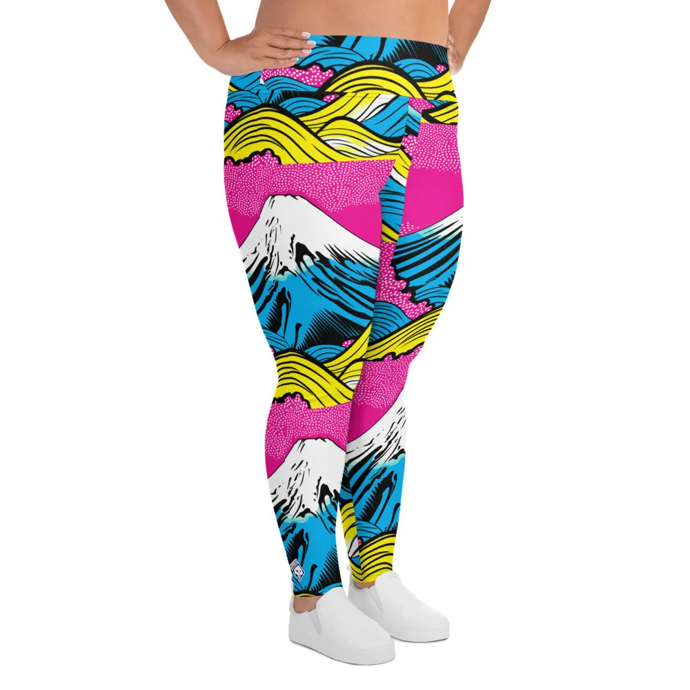 Colorful and Vibrant Roy Lichtenstein Mt Fuji Yoga Plus Sized Pants for Women 001