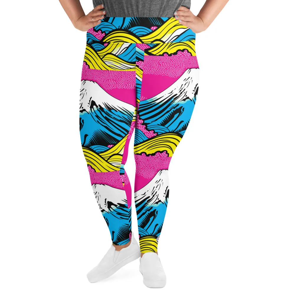 Colorful and Vibrant Roy Lichtenstein Mt Fuji Yoga Plus Sized Pants for Women 001