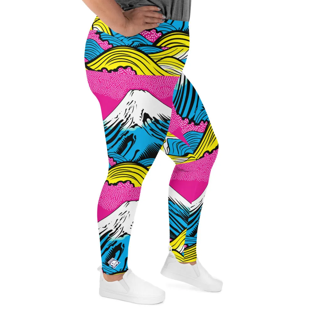 Colorful and Vibrant Roy Lichtenstein Mt Fuji Yoga Plus Sized Pants for Women 001