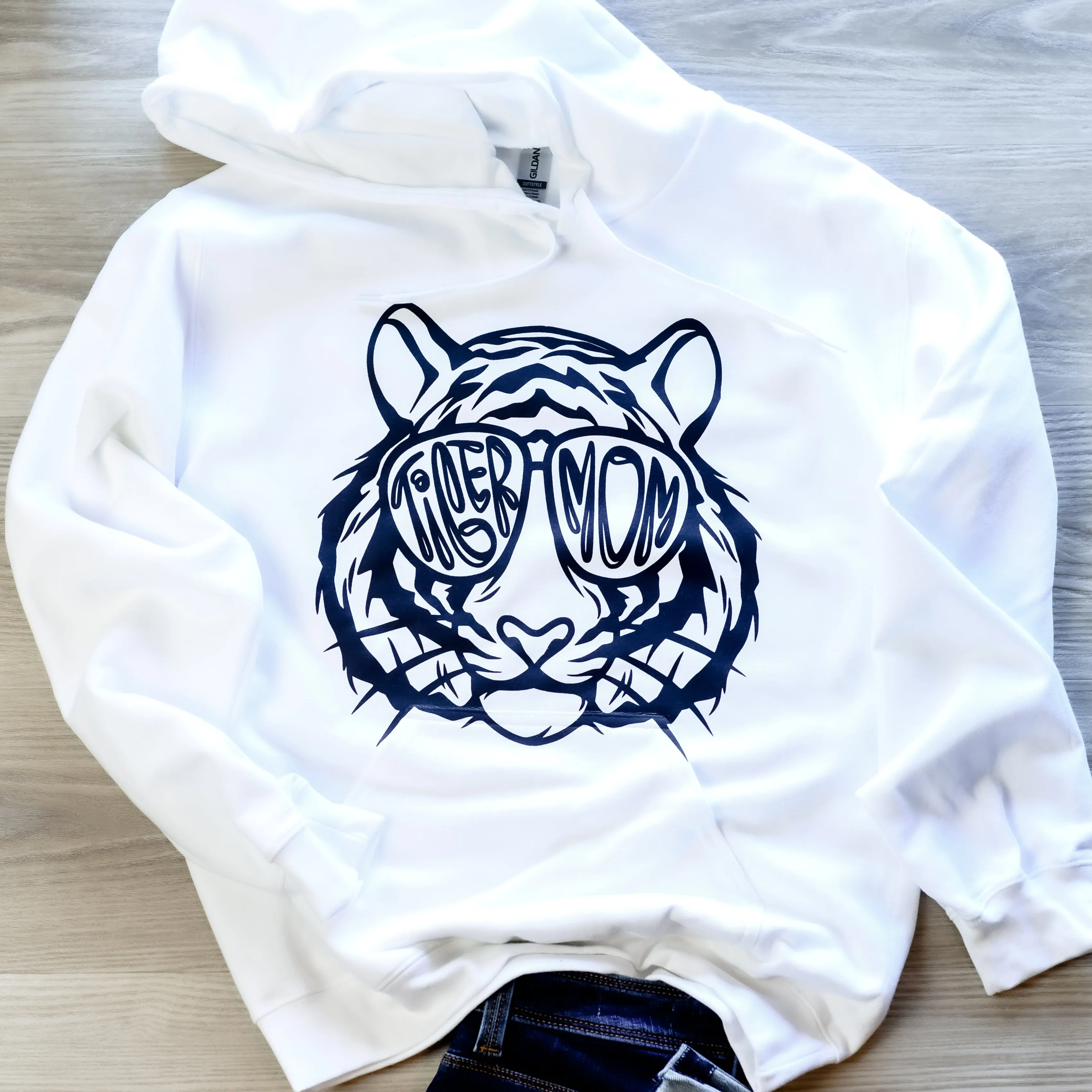 Cool Tiger Mom Hoodie on White