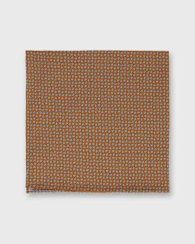 Cotton Print Pocket Square in Orange/Blue Tiny Floral