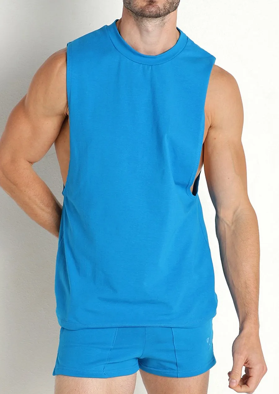 Deep Cut Out Muscle Shirt (Turquoise)