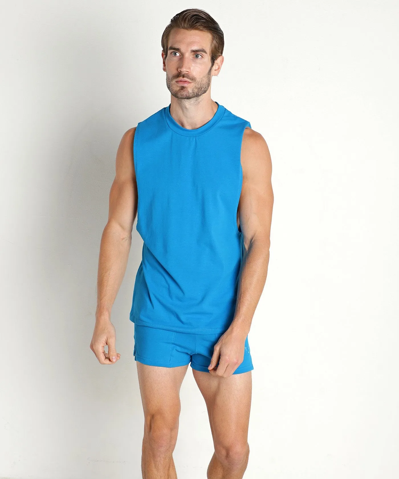 Deep Cut Out Muscle Shirt (Turquoise)