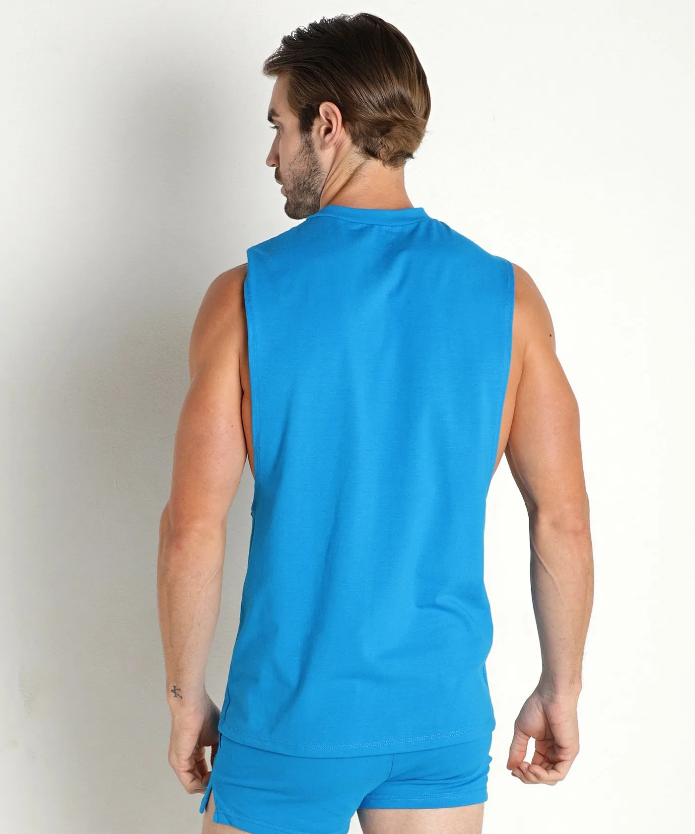 Deep Cut Out Muscle Shirt (Turquoise)