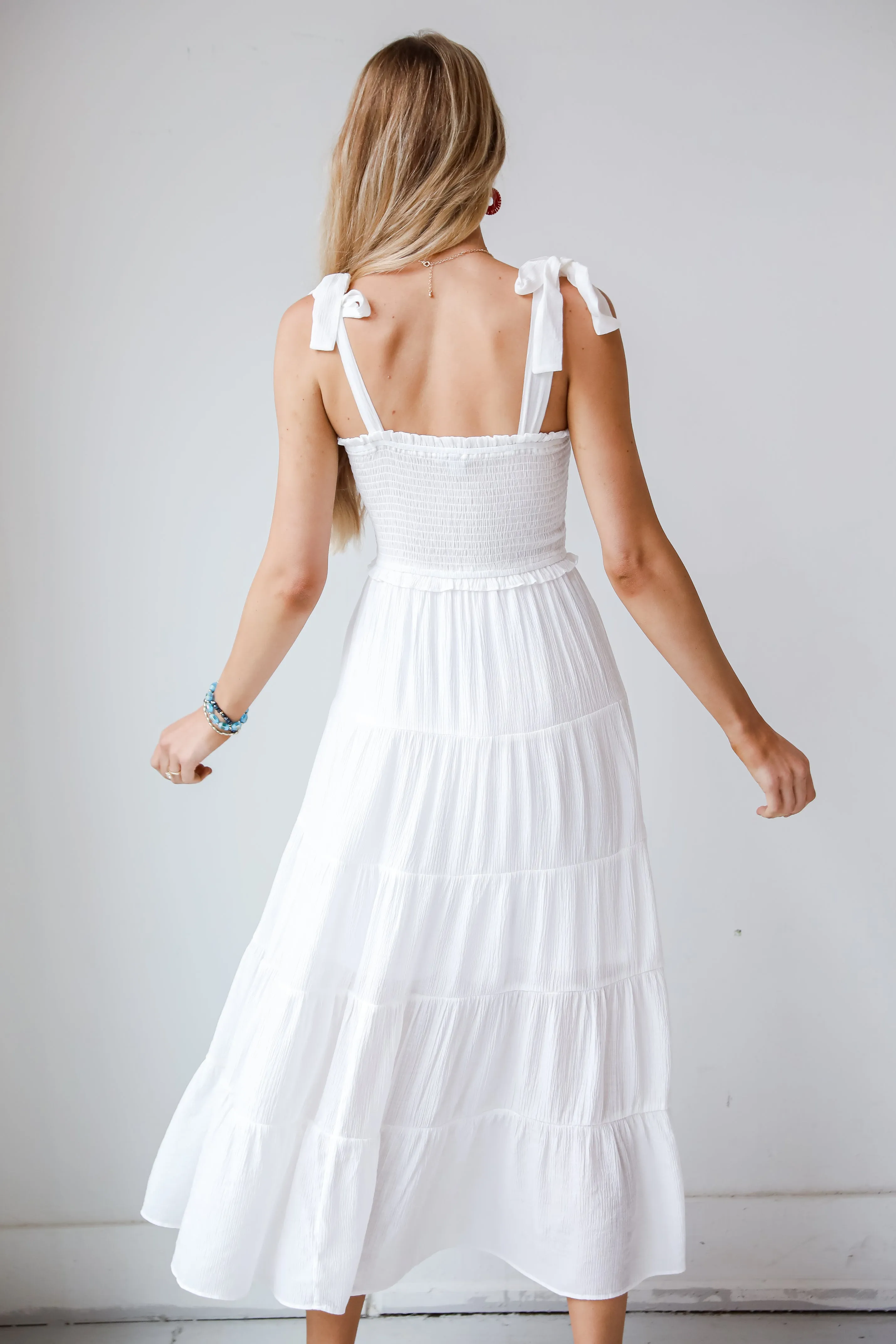 Delightful Impulse White Tiered Maxi Dress