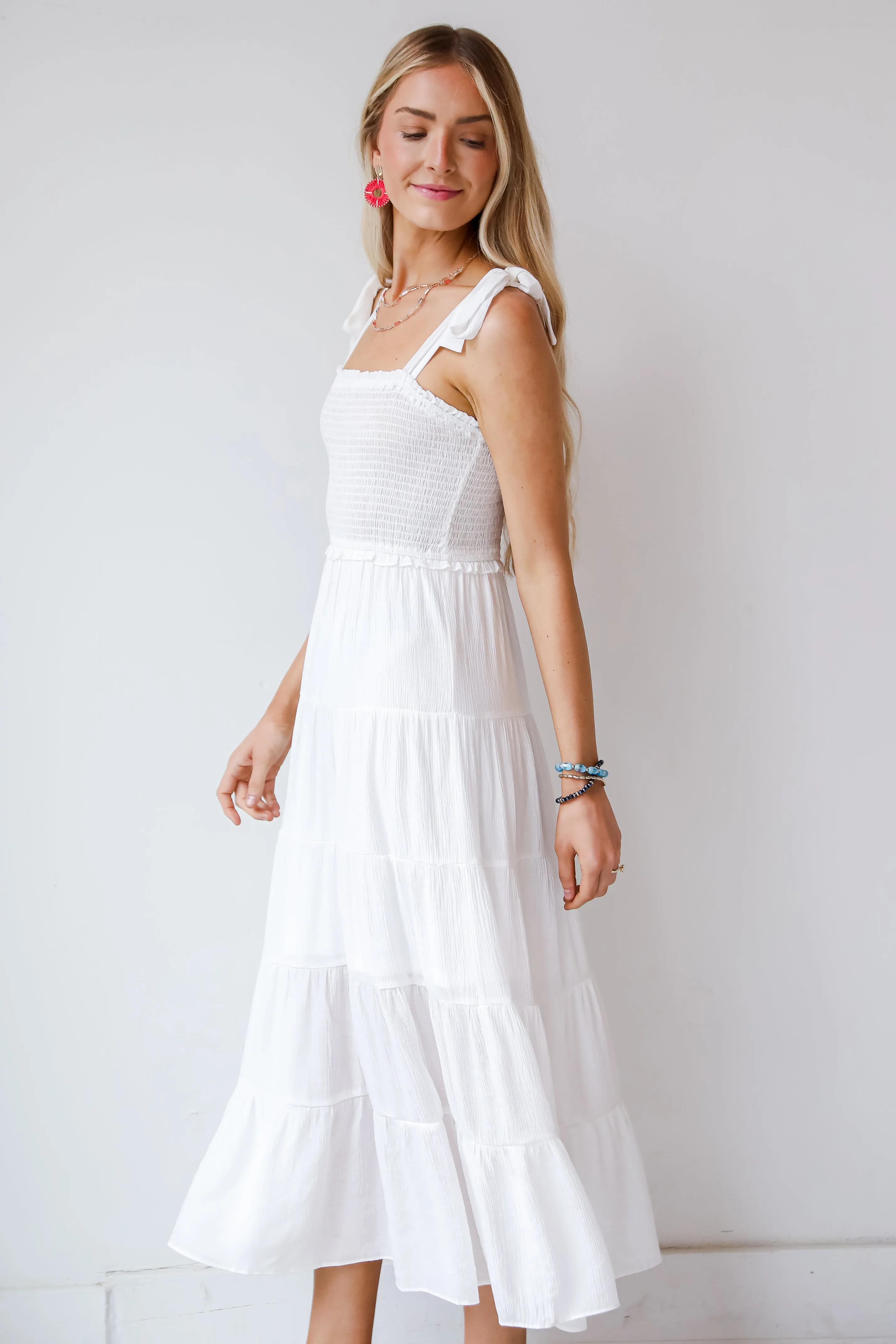 Delightful Impulse White Tiered Maxi Dress