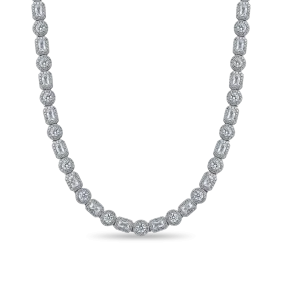 Emerald Cut Mix Clustered Tennis Chain - 7mm