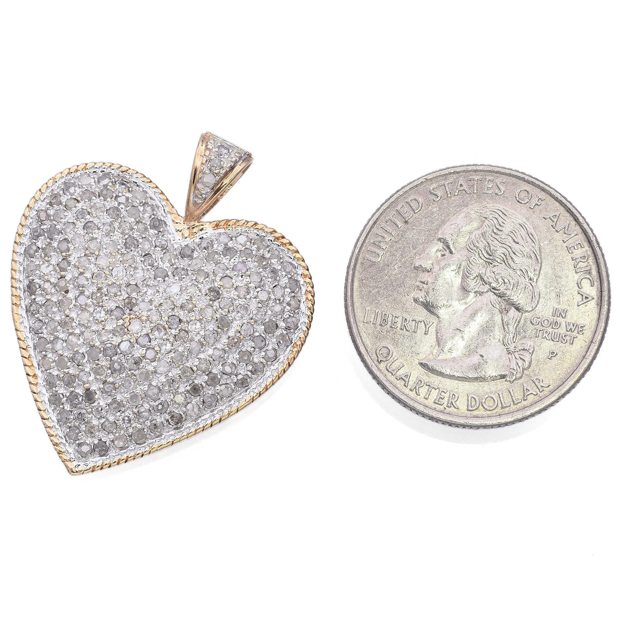 Estate 10K White & Yellow Gold 1.00 TCW Diamond Heart Pendant