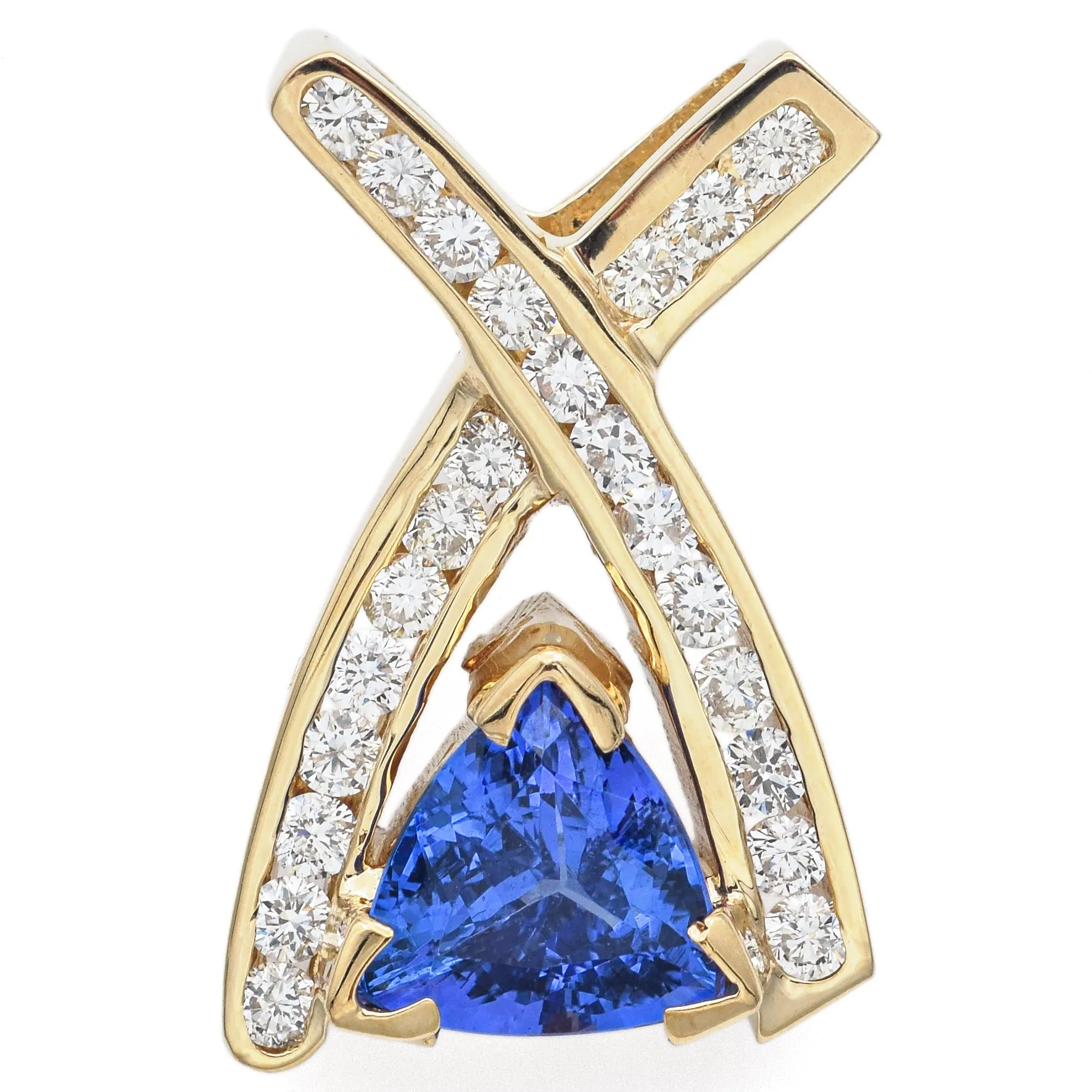 Estate Tanzanite & 0.69 TCW Diamond 14K Yellow Gold Pendant