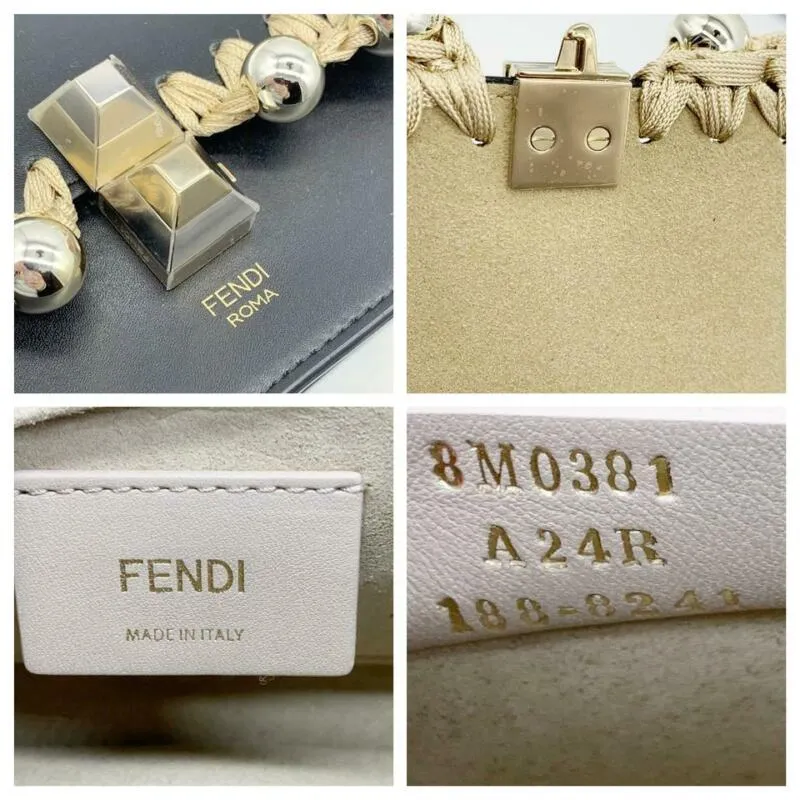 Fendi Small Kan Black Leather Shoulder Bag