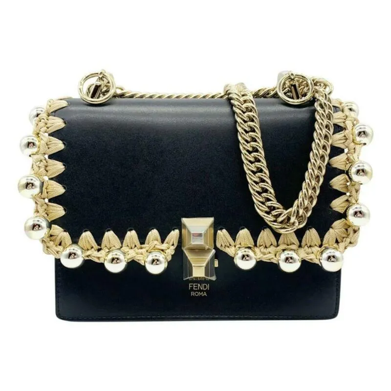 Fendi Small Kan Black Leather Shoulder Bag