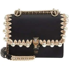 Fendi Small Kan Black Leather Shoulder Bag