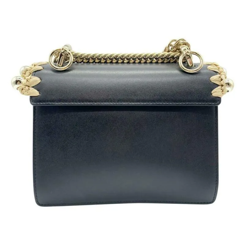 Fendi Small Kan Black Leather Shoulder Bag