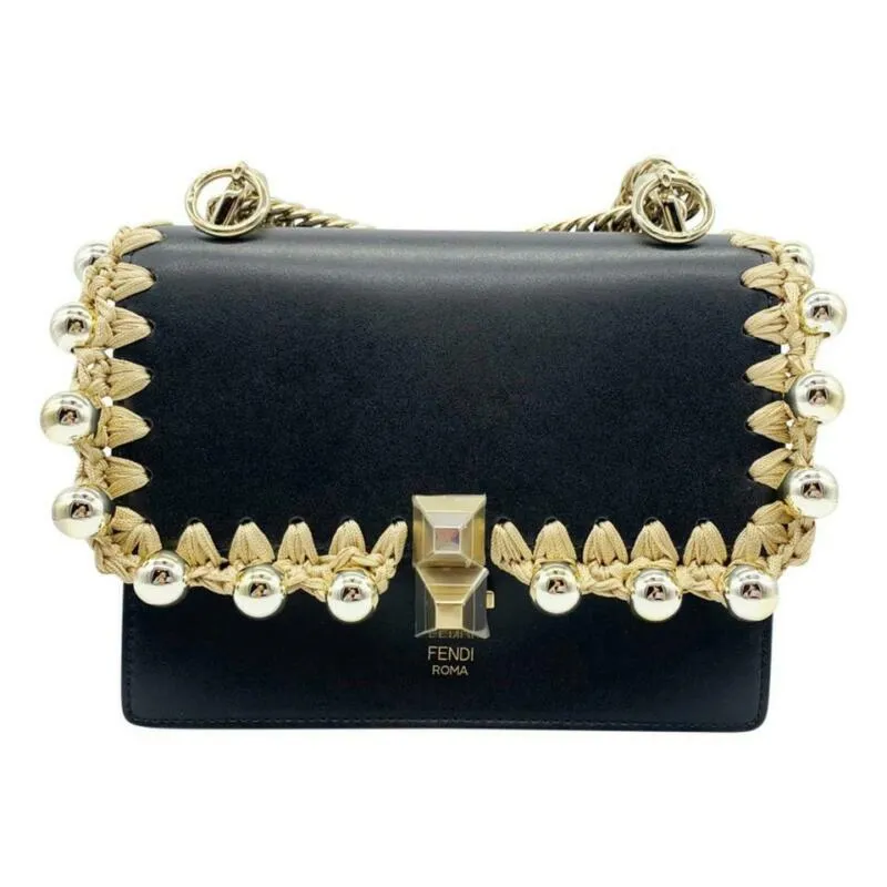 Fendi Small Kan Black Leather Shoulder Bag