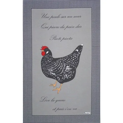 French Printed Picoti Poule Large Cotton Linen Tea Towel