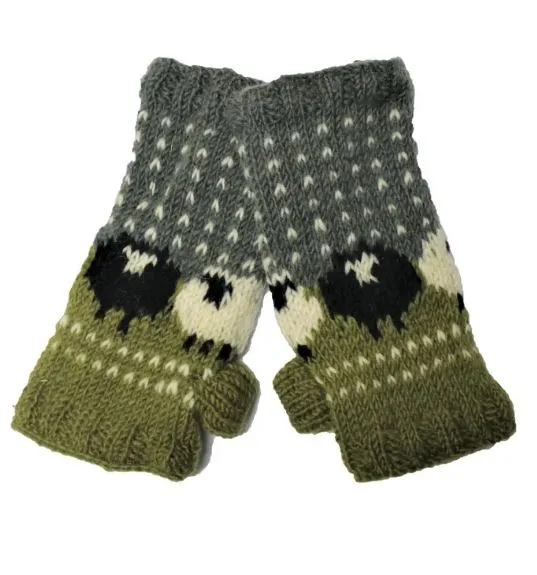 From The Source Hand Knitted Sheep Wristwarmers