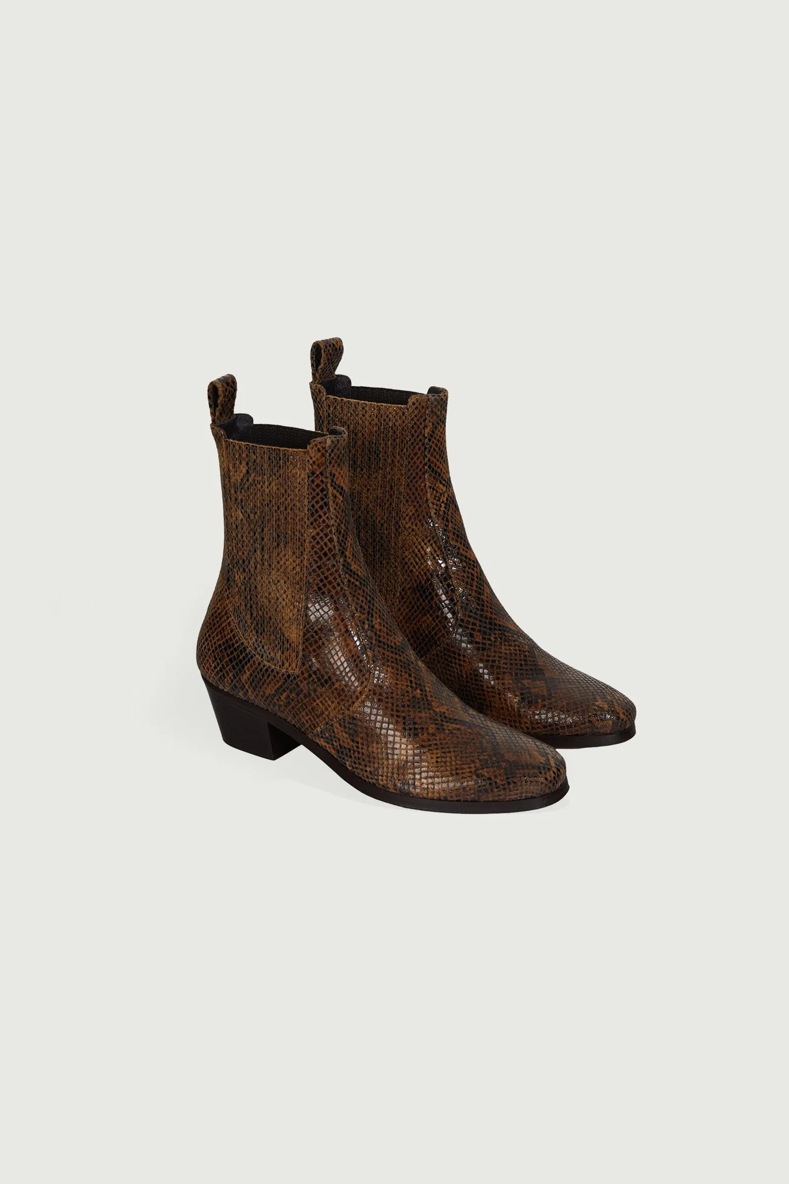 Gazatte Python-Effect Leather Boots