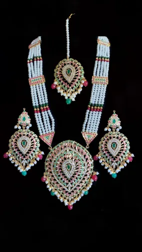 Gold plated Jadau Rani haar in ruby emerald ( SHIPS IN 3 WEEKS )