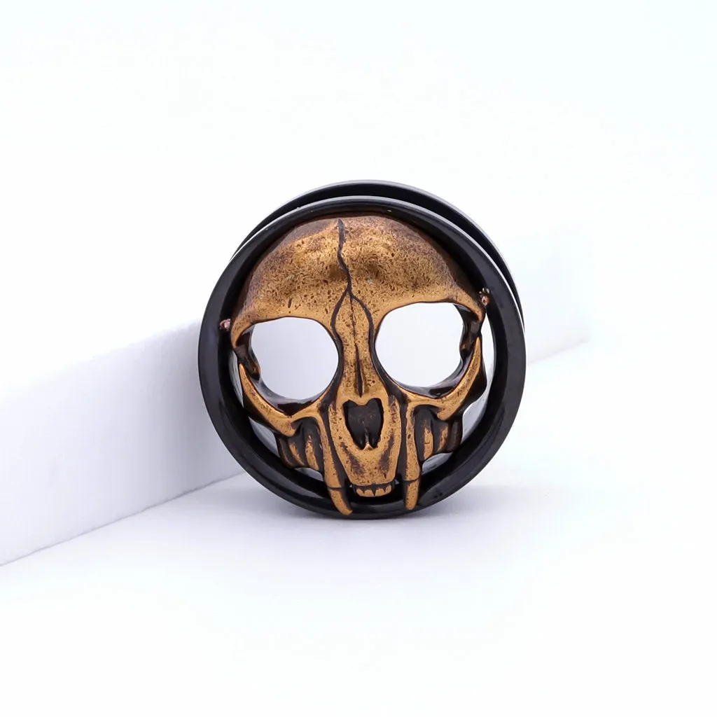 Gold Skull Screw Fit Flesh Tunnel Plugs