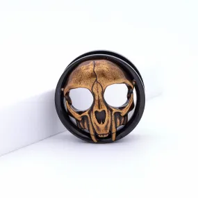 Gold Skull Screw Fit Flesh Tunnel Plugs