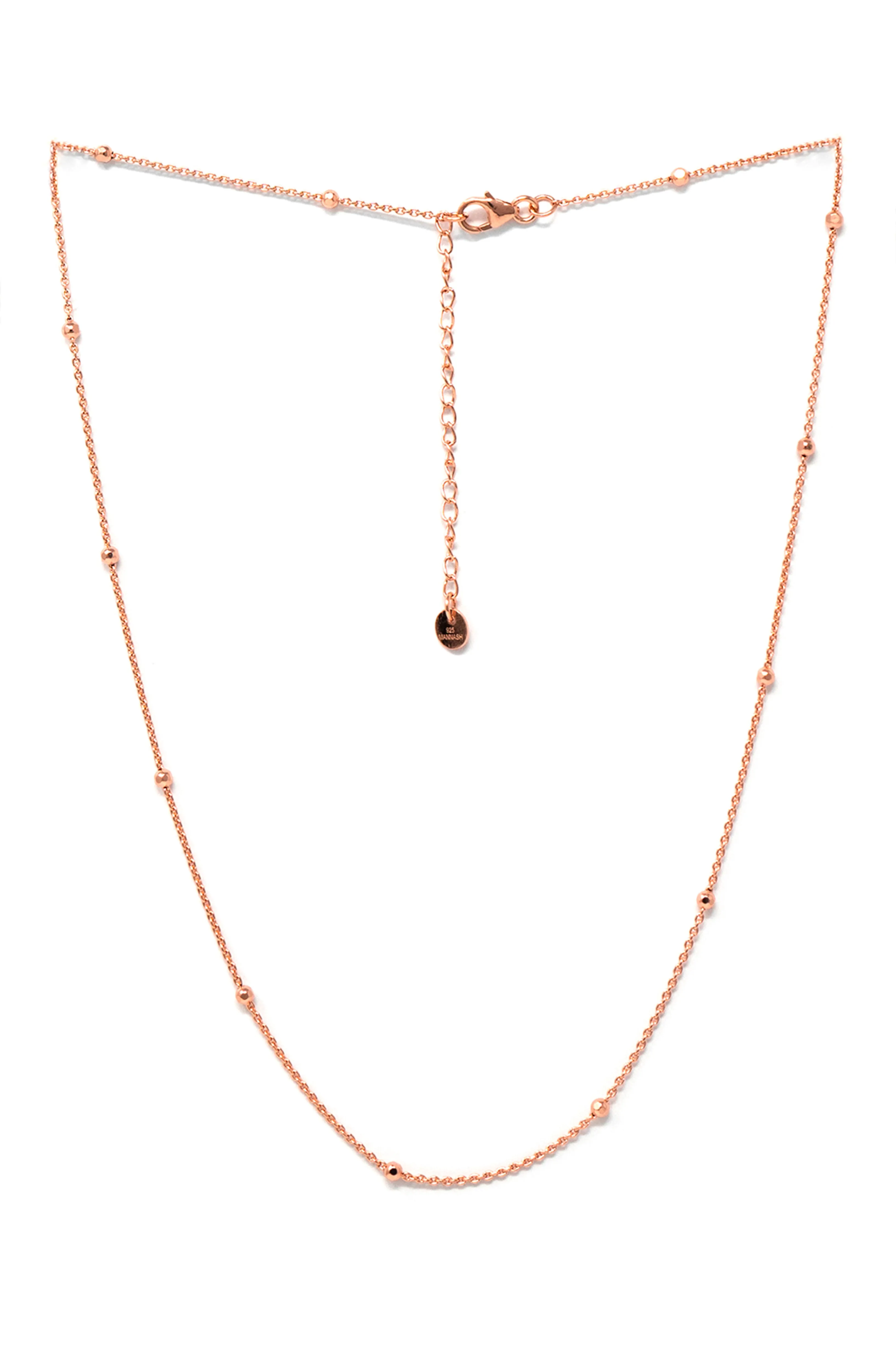 Granulated Station Rose Gold Plated Sterling Silver Chain