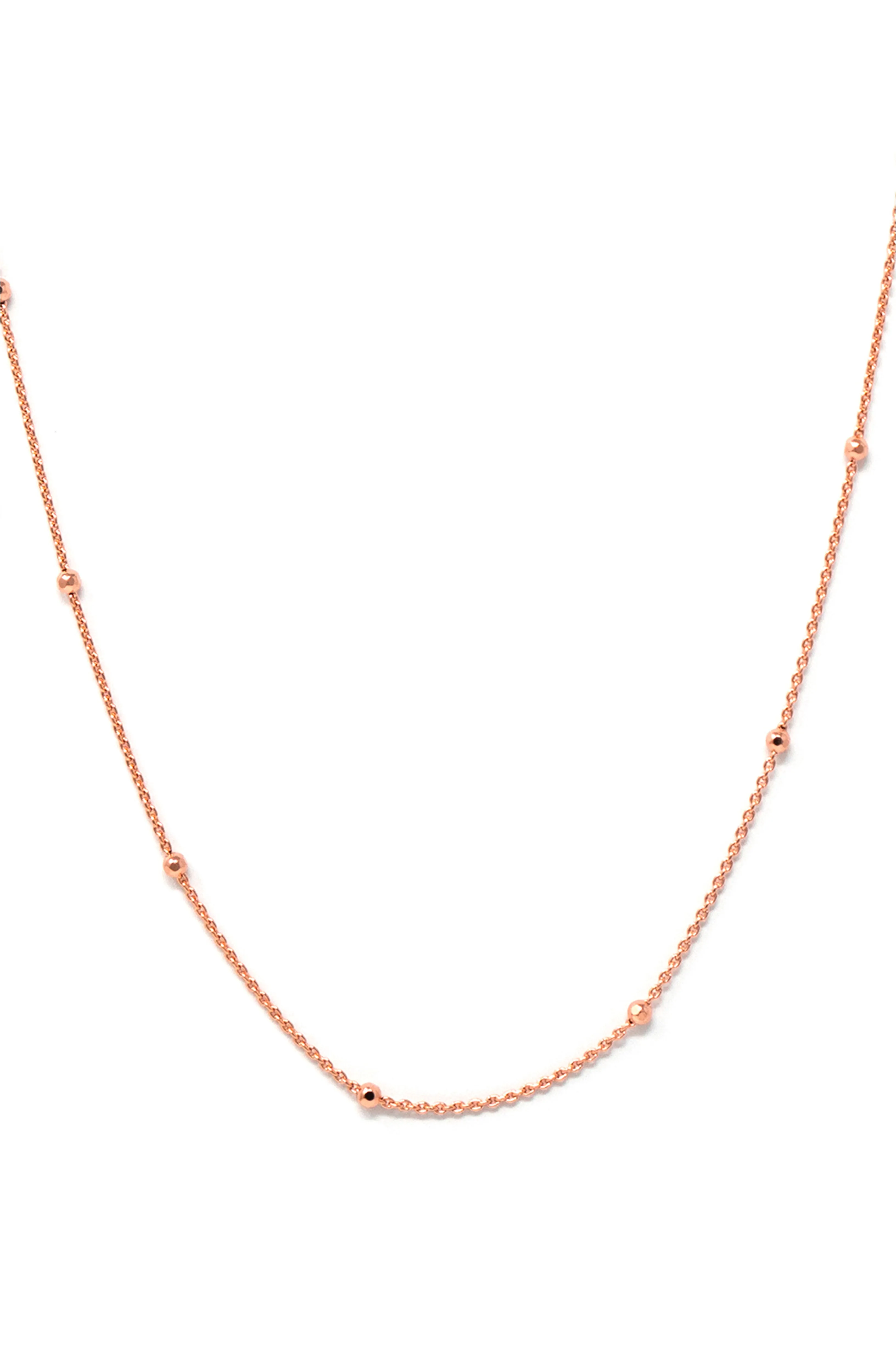 Granulated Station Rose Gold Plated Sterling Silver Chain