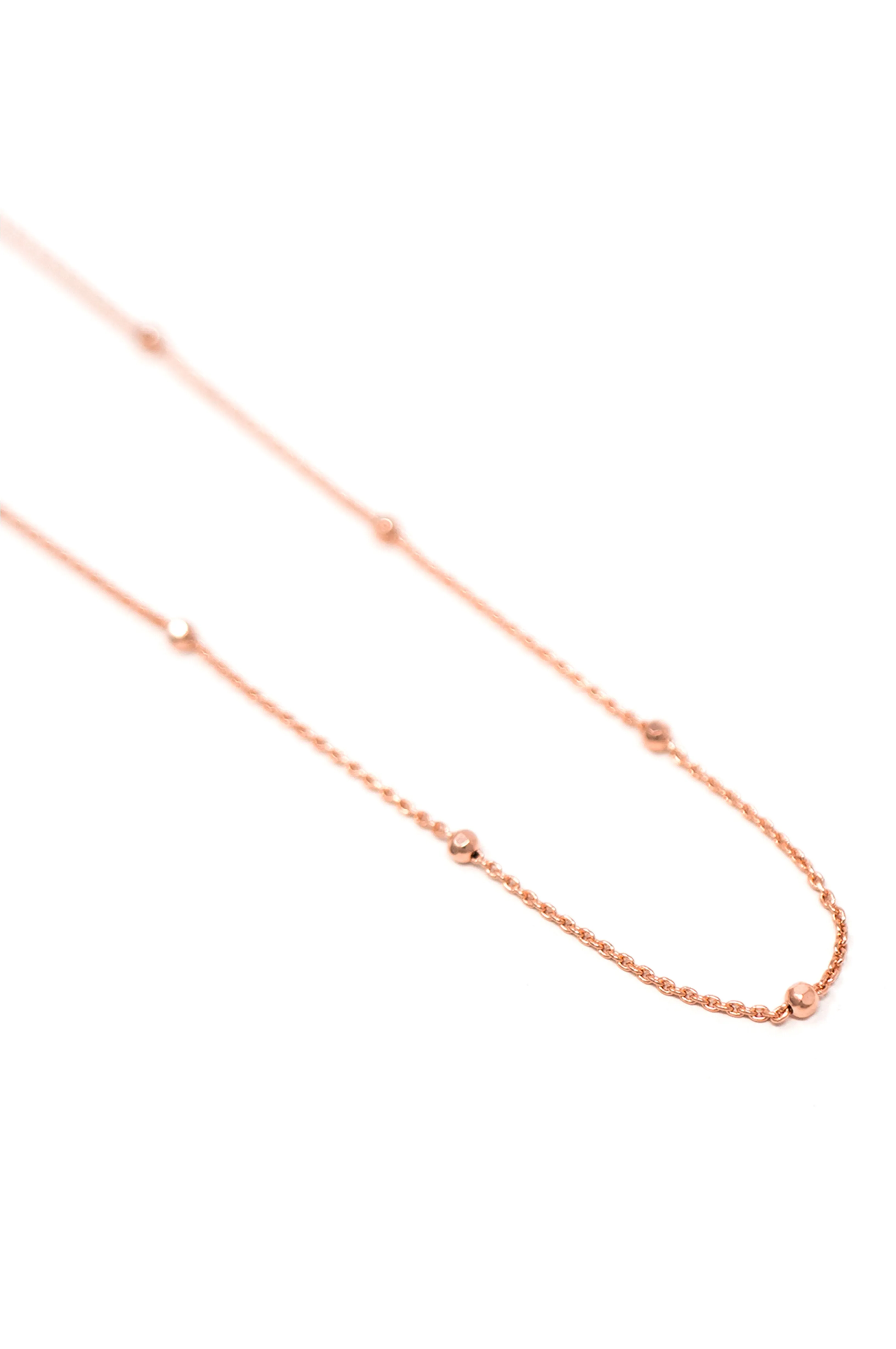 Granulated Station Rose Gold Plated Sterling Silver Chain