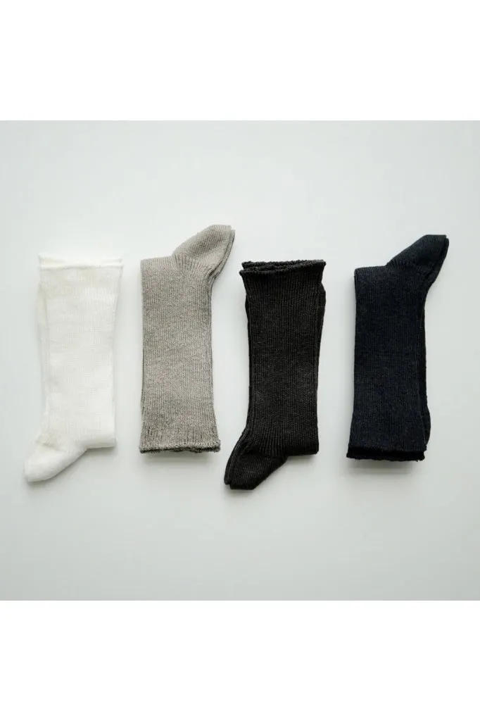 Hakne - Linen Ribbed Socks - Off White