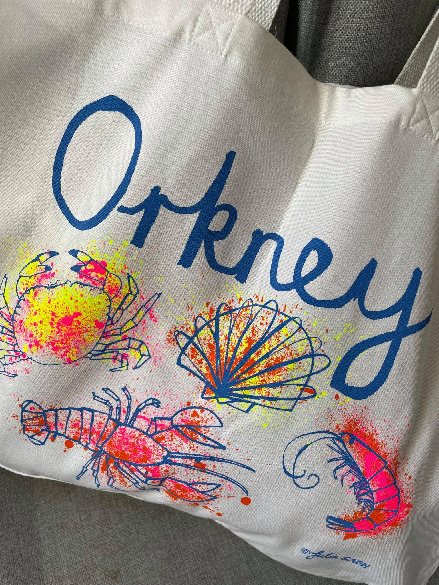 Julia Gash Orkney Neon Sealife Shopping Bag