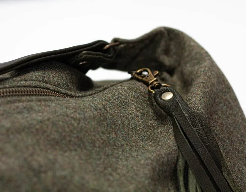 Kallia mini bag - Green wool and green leather