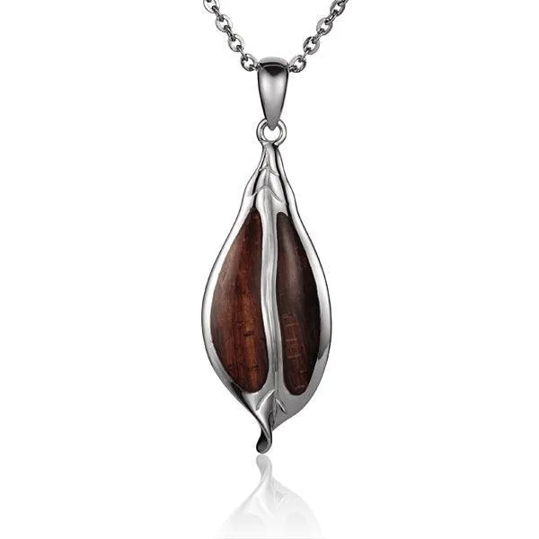 Koa Wood Ti Leaf Pendant