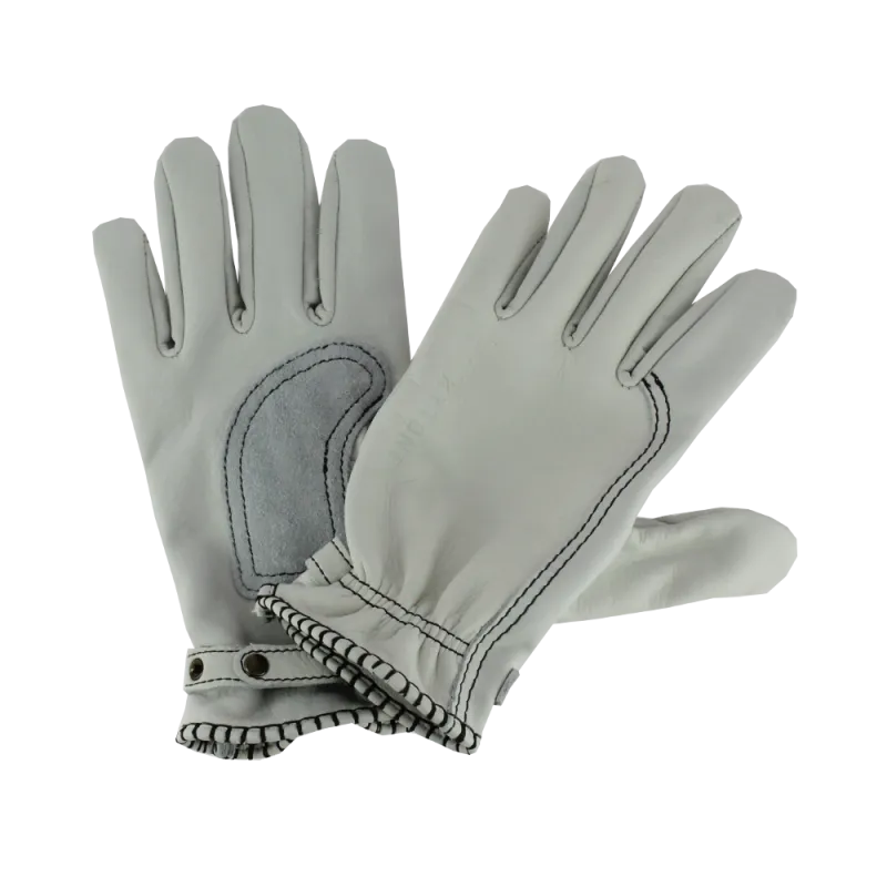 Leather Gloves, CE motorcycle approved, White