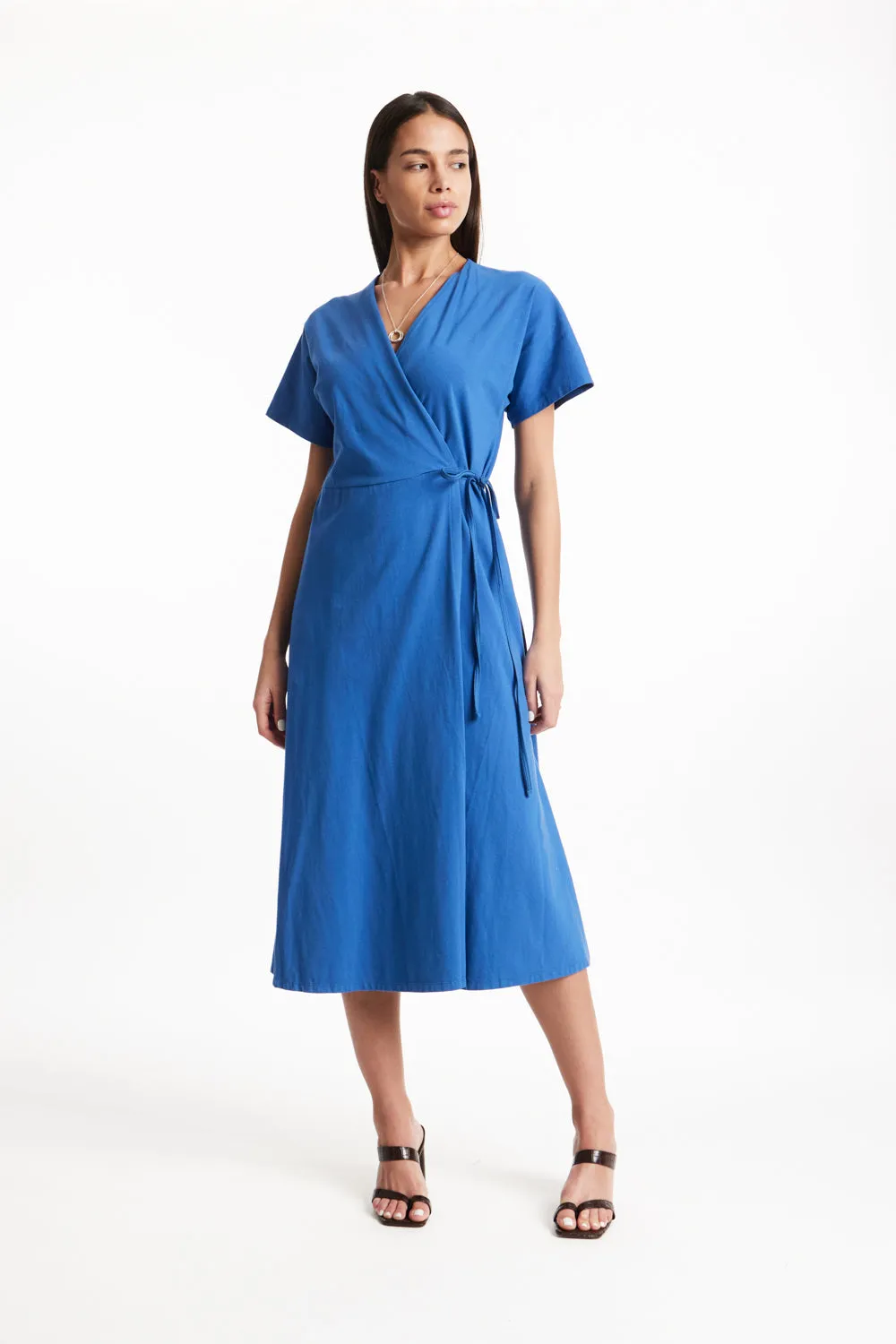 Leora Wrap Dress in Cobalt