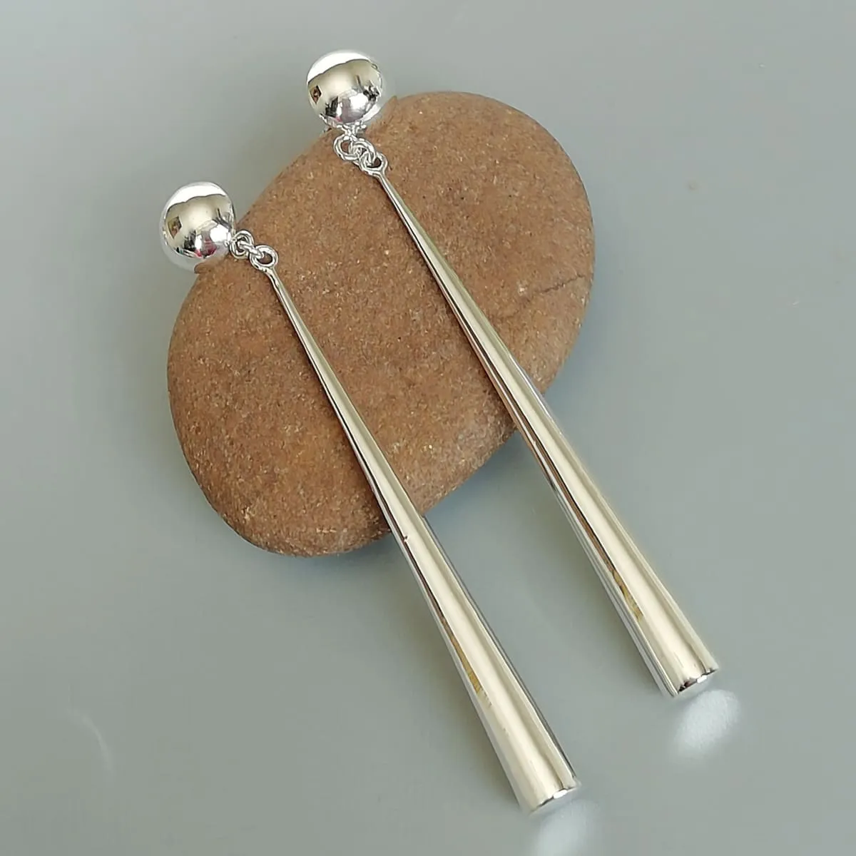 Long cylindrical bar ear dangler | Sterling silver earrings | Long silver danglers | Bar earrings  | Silver jewelry | E1106