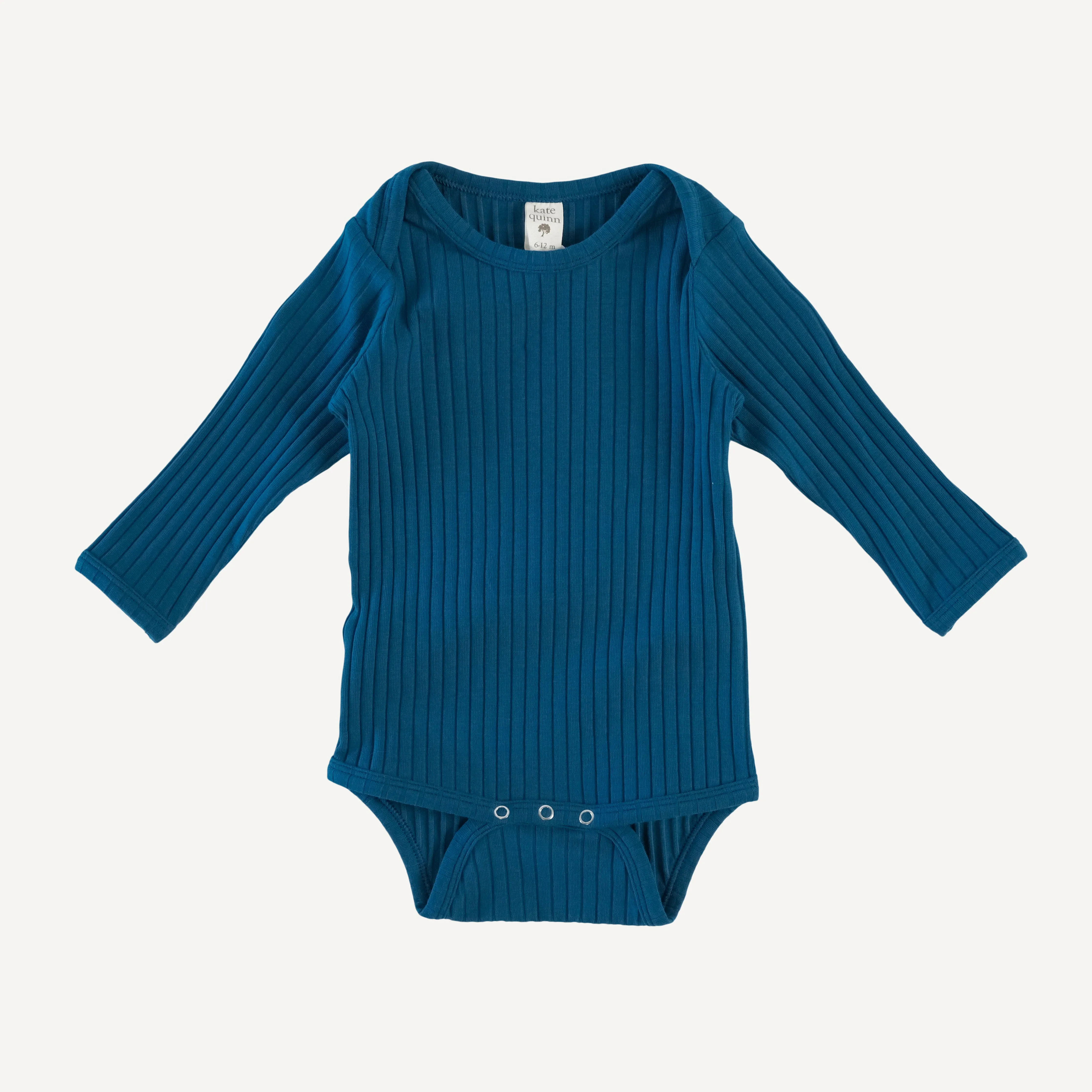 long sleeve lap neck bodysuit | opal blue | organic cotton wide rib