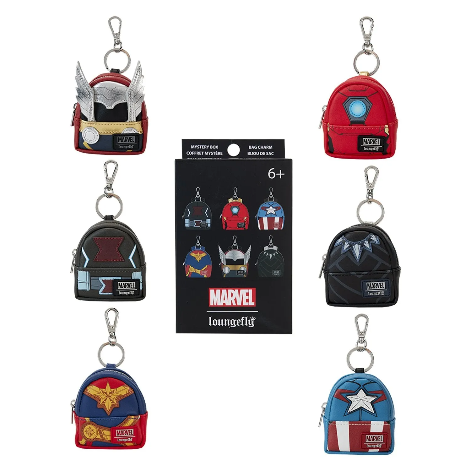 Loungefly Marvel Avengers Cosplay Mini Backpack Mystery Box Keychains