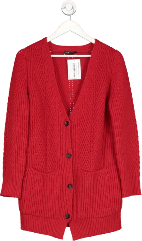 Maje Red Long Knit Cardigan UK S