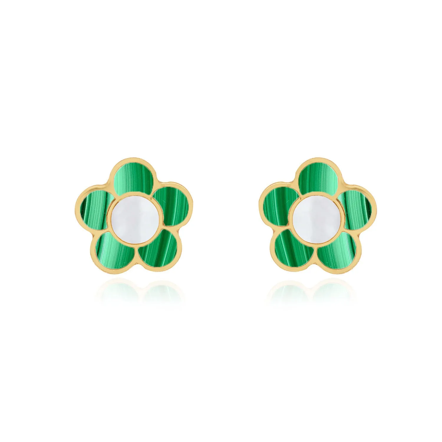 Malachite Daisy Stud Earrings