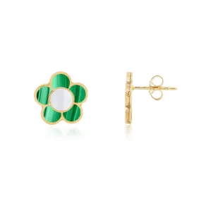 Malachite Daisy Stud Earrings