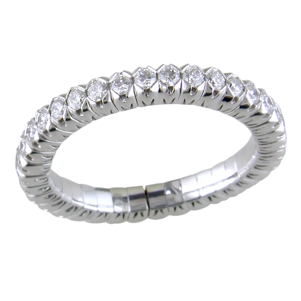 Mattioli X-Band Celebration Stretch Diamond Eternity Band Ring 18K ITALY .79 carats tw