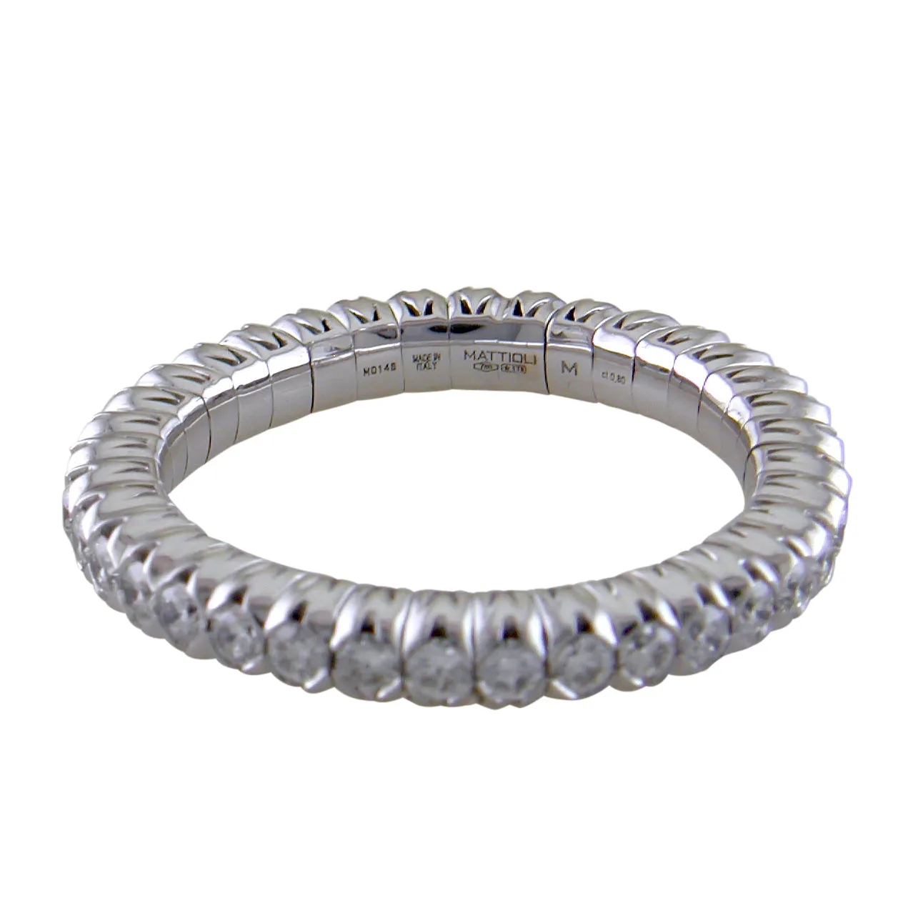 Mattioli X-Band Celebration Stretch Diamond Eternity Band Ring 18K ITALY .79 carats tw