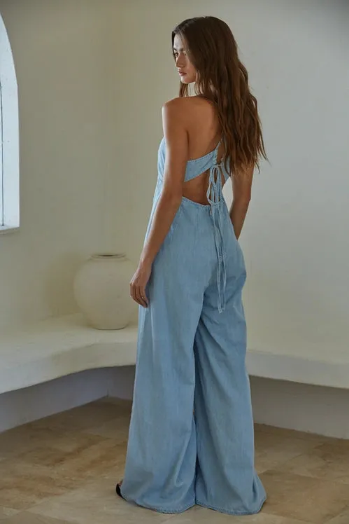 Mazzy Denim Wide Leg Jumpsuit