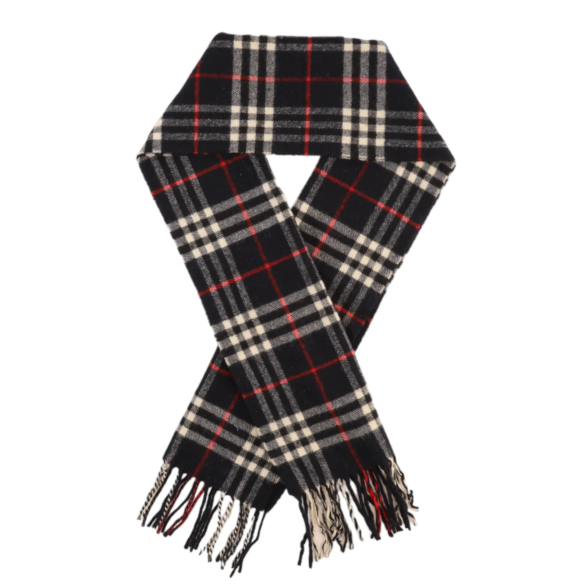 Men's Checkered Cashmere Scarf Navy