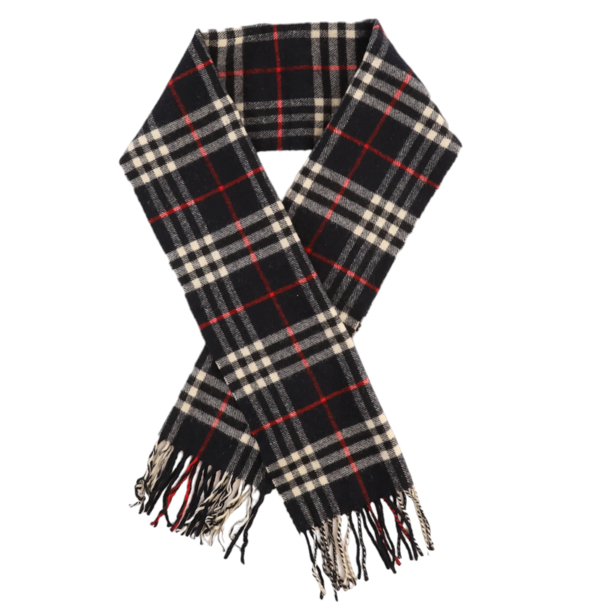 Men's Checkered Cashmere Scarf Navy