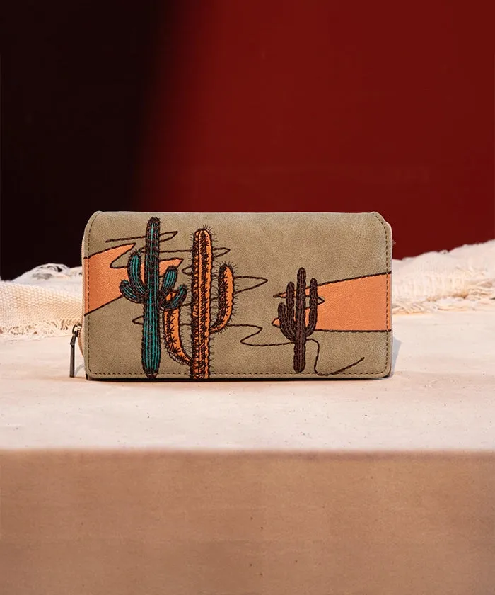 Montana West Cactus Embroidered Wallet