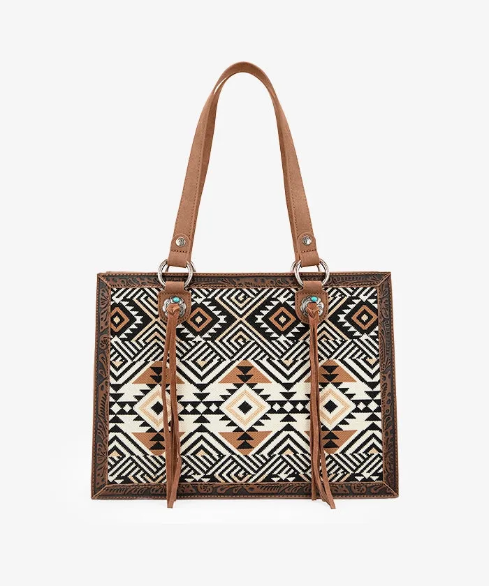 Montana West Southwestern Tooled Tote Bag Set