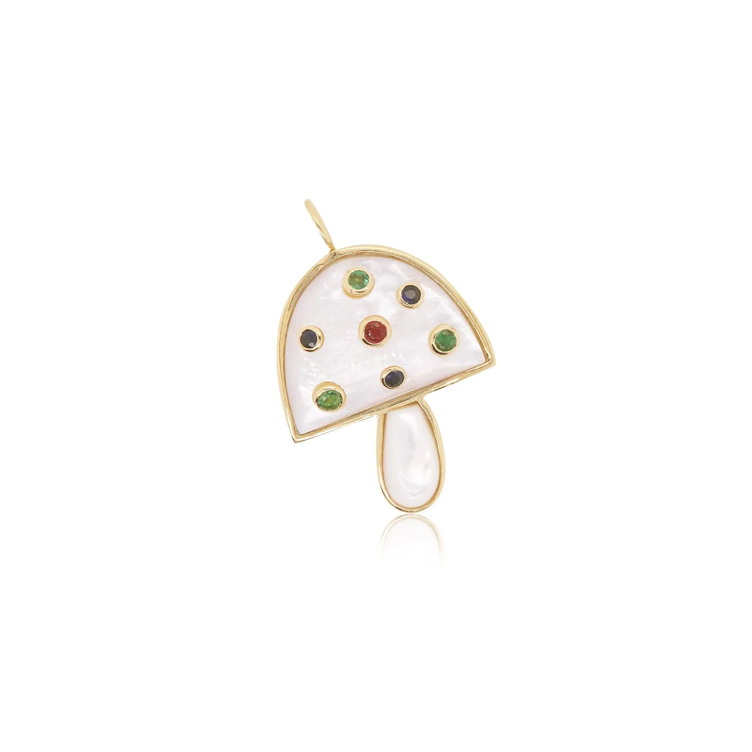 Mother of Pearl Rainbow Gemstone Mushroom Charm