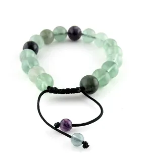 Natural Rainbow Fluorite Mineral Slipknot Bracelet 10mm, Adjustable