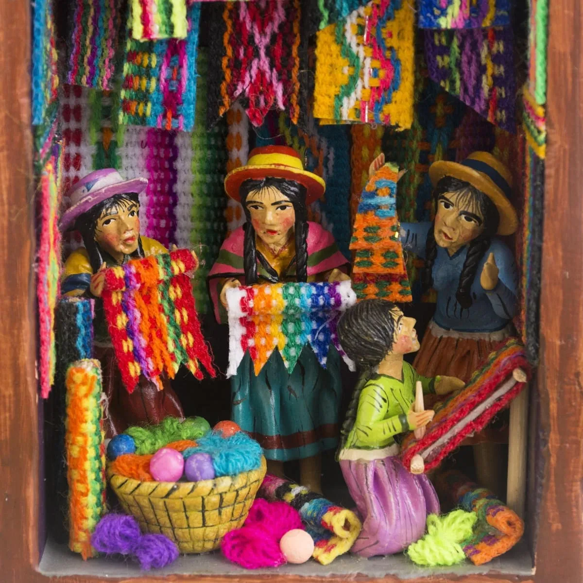 Novica Colorful Marketplace Ceramic Retablo