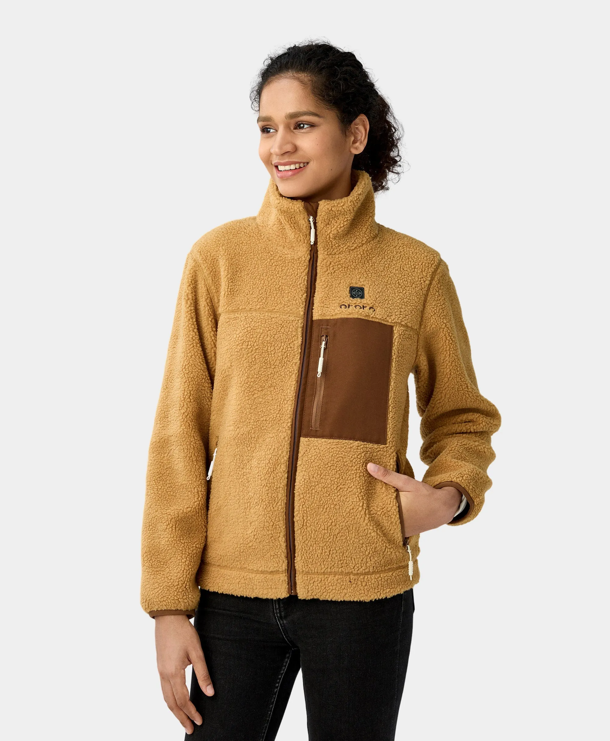 (Open-Box) Women's Colorblock Recycled Fleece Heated Jacket (Battery Set Not Included)